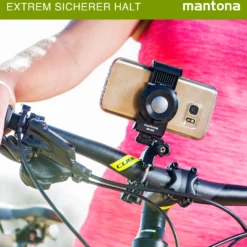 Mantona Smartphone Halterung SM-850 mit Twist Mount - 40 x 50 x 74 mm / Klemmbereich 55-85 mm / Traglast 500 g - mit Befestigung durch Drehverschluss - schwarz