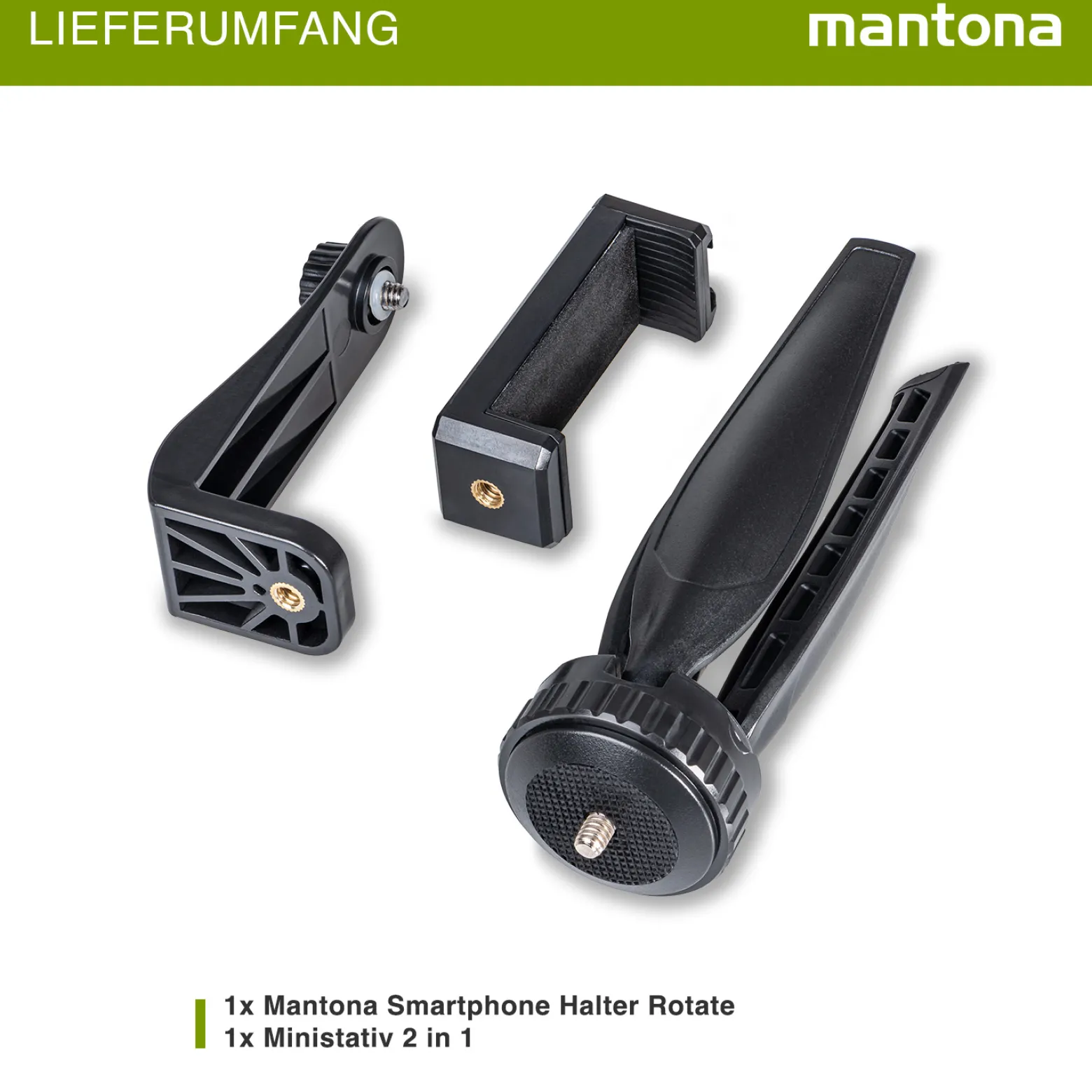 Mantona Smartphone Mini Stativ Kit Set aus Handyhalterung und Tischstativ für Video, Fotografie und Vlogging
