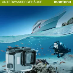 Mantona Soft Touch Magic Unterwassergehäuse kompatibel mit GoPro Hero 7 6 5 Black Action Cam, für Tauchen Schnorcheln und andere Unterwasser Anwendung