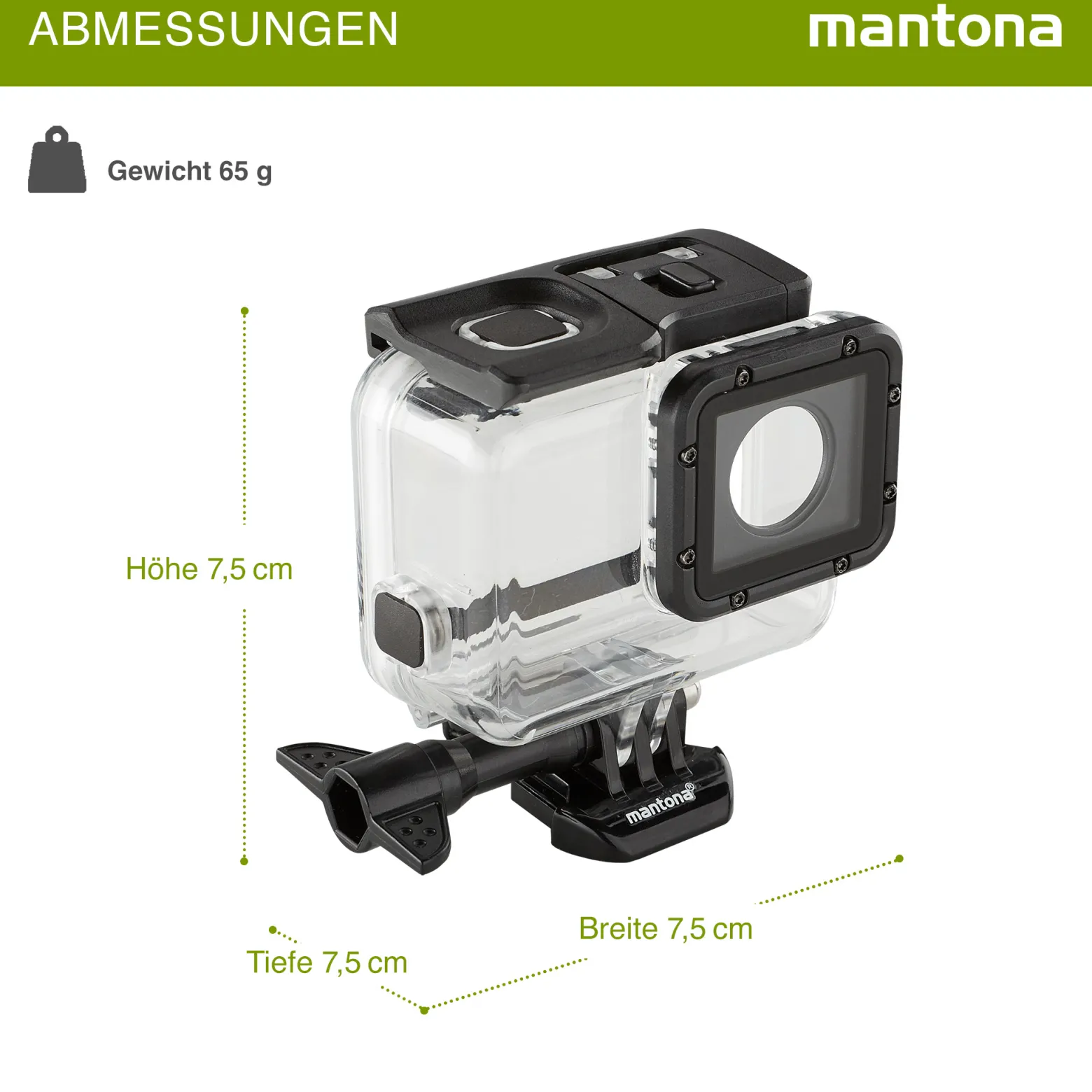 Mantona Soft Touch Magic Unterwassergehäuse kompatibel mit GoPro Hero 7 6 5 Black Action Cam, für Tauchen Schnorcheln und andere Unterwasser Anwendung