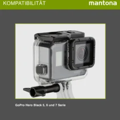 Mantona Soft Touch Magic Unterwassergehäuse kompatibel mit GoPro Hero 7 6 5 Black Action Cam, für Tauchen Schnorcheln und andere Unterwasser Anwendung