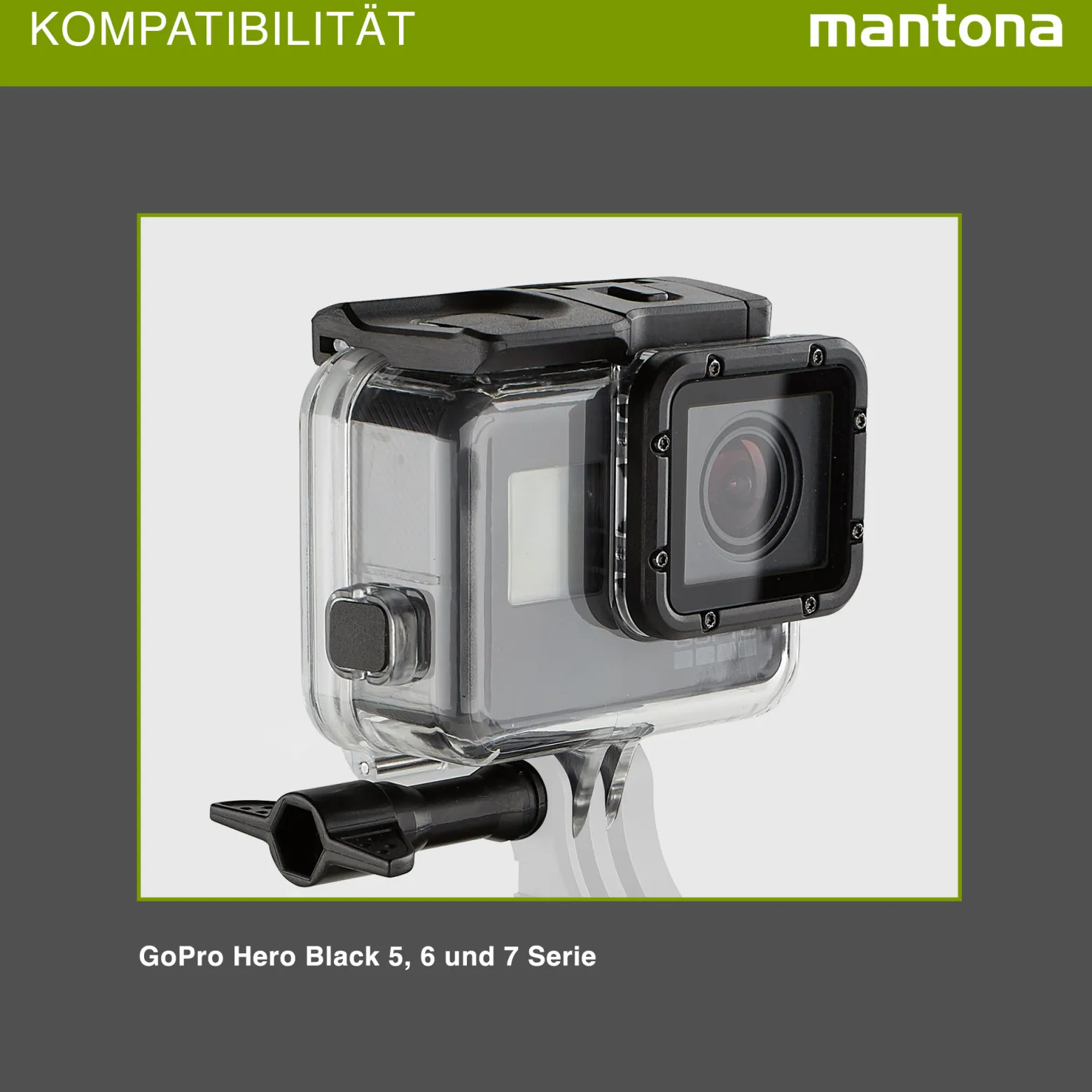 Mantona Soft Touch Magic Unterwassergehäuse kompatibel mit GoPro Hero 7 6 5 Black Action Cam, für Tauchen Schnorcheln und andere Unterwasser Anwendung