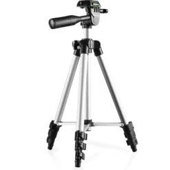 Mantona Travel I Stativ - 350 x 90 x 90 mm / max. Traglast 0,5 kg - aus Aluminium - mit Wasserwaage Mittelspinne - Reisestativ Travelstativ passend für Kameras