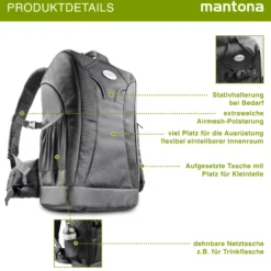 Mantona Trekking Fotorucksack - Kamerarucksack für DSLR Kameras, Fototasche mit Stativhalterung und variabel einteilbarem Innenraum, Kameratasche mit Regenschutz