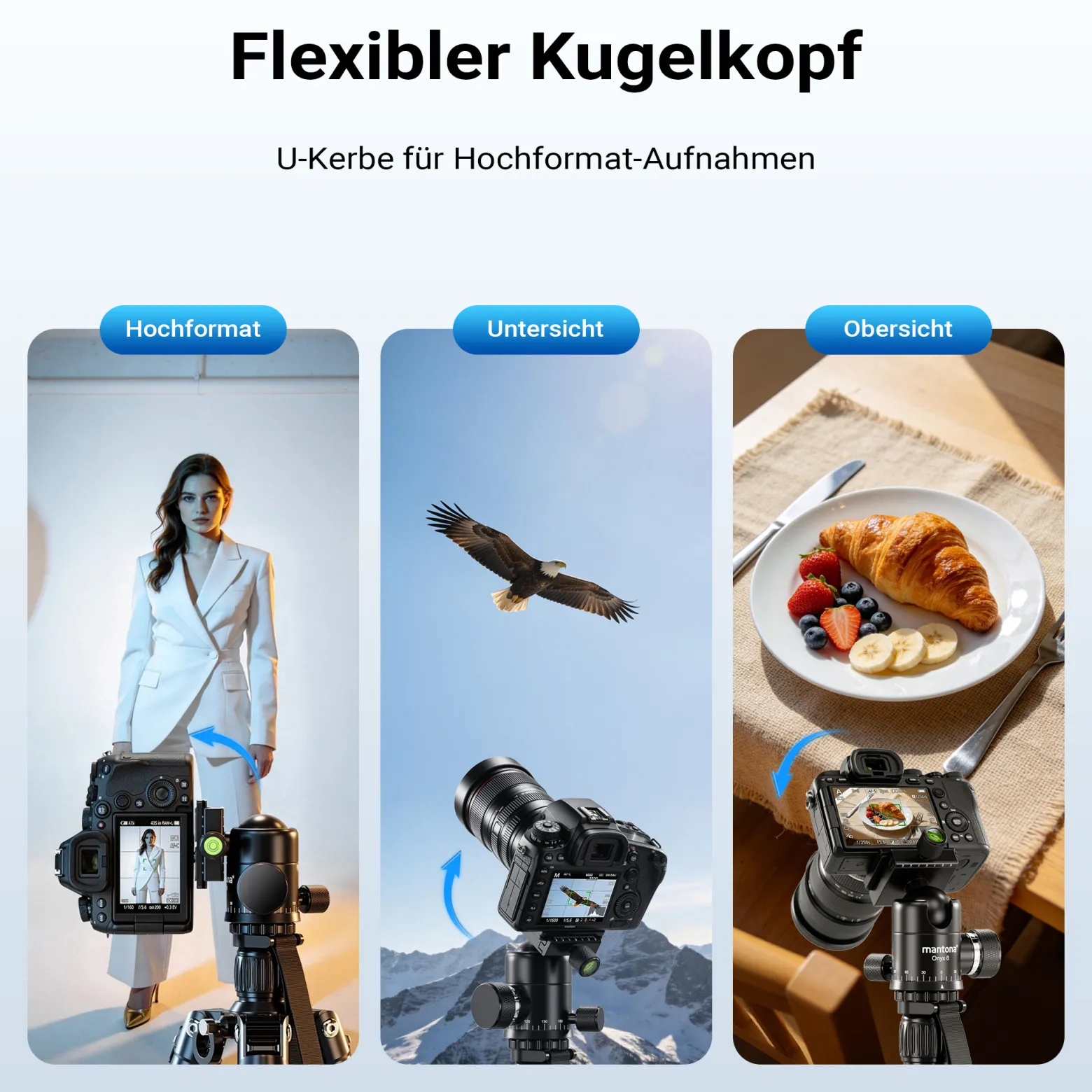 Mantona Wolverine L 284 + Onyx 8 Kugelkopf Set Fotostativ mit Stativkopf aus Aluminium mit Arca Swiss kompatibler Schnellwechselplatte