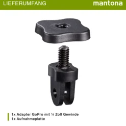 Mantona 1/4 Zoll Gewinde Adapter - 30 x 20 x 20 mm - kompatibel mit GoPro 11 10 9 8 7 6 5 4 3 2 1 - Verbindung von Equipement und Action Cams