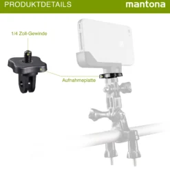 Mantona 1/4 Zoll Gewinde Adapter - 30 x 20 x 20 mm - kompatibel mit GoPro 11 10 9 8 7 6 5 4 3 2 1 - Verbindung von Equipement und Action Cams