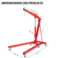 Motorheber Werkstattkran Getriebeheber Hebekran Ladekran klappbar Doppelpumpe 2000 kg Motorkran Schwerlastkran