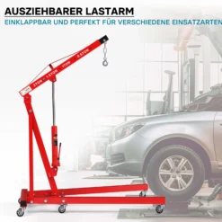 Motorheber Werkstattkran Getriebeheber Hebekran Ladekran klappbar Doppelpumpe 2000 kg Motorkran Schwerlastkran