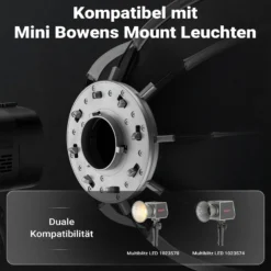 Multiblitz Octagon Softbox Ø 40 cm mit Mini Bowens Adapter inkl. Grid (Wabengitter) und Diffusor