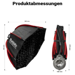 Multiblitz Octagon Softbox SF-65 Bowens mit Grid und Diffusoren, Lichtformer für Studioblitz und LED Dauerlicht, Lichtdiffusor für Porträtfotografie und Videobeleuchtung