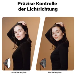 Multiblitz Octagon Softbox SF-65 Bowens mit Grid und Diffusoren, Lichtformer für Studioblitz und LED Dauerlicht, Lichtdiffusor für Porträtfotografie und Videobeleuchtung