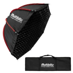 Multiblitz Octagon Softbox SF-90 Bowens mit Grid und Diffusoren, Lichtformer für Studioblitz und LED Dauerlicht, Lichtdiffusor für Porträtfotografie und Videobeleuchtung