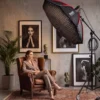 Multiblitz Octagon Softbox SF-120 Bowens mit Grid und Diffusoren, Lichtformer für Studioblitz und LED Dauerlicht, Lichtdiffusor für Porträtfotografie und Videobeleuchtung