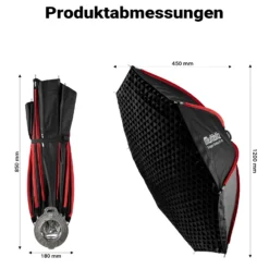 Multiblitz Octagon Softbox SF-120 Bowens mit Grid und Diffusoren, Lichtformer für Studioblitz und LED Dauerlicht, Lichtdiffusor für Porträtfotografie und Videobeleuchtung