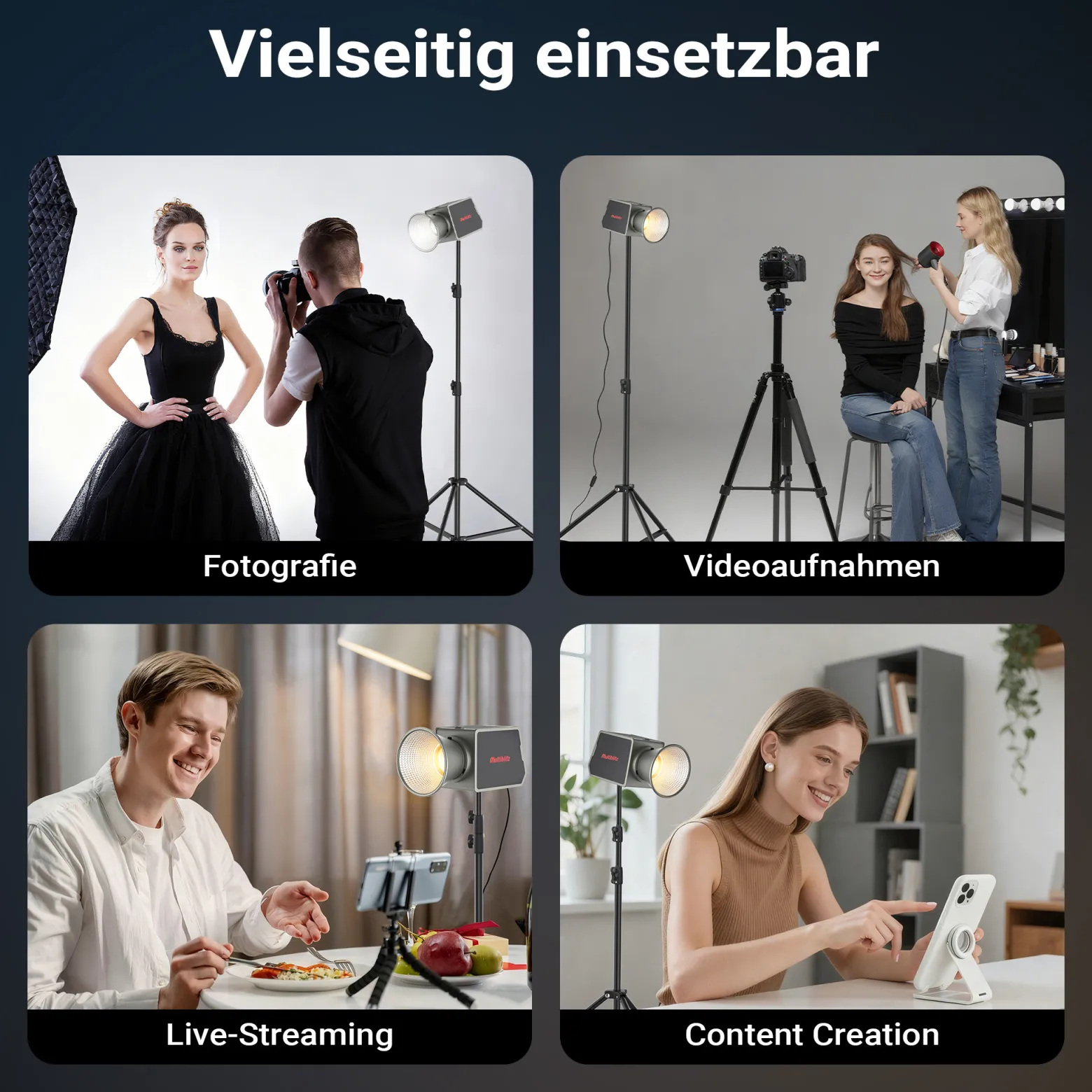 Multiblitz Set aus MB-PL LED 100B Fotolicht mit FT-8051 Lampenstativ