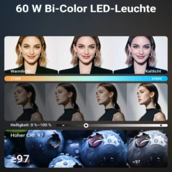Multiblitz Set aus MB-PL LED 60B Fotolicht mit FT-8051 Lampenstativ und Octagon Softbox Ø 40 cm