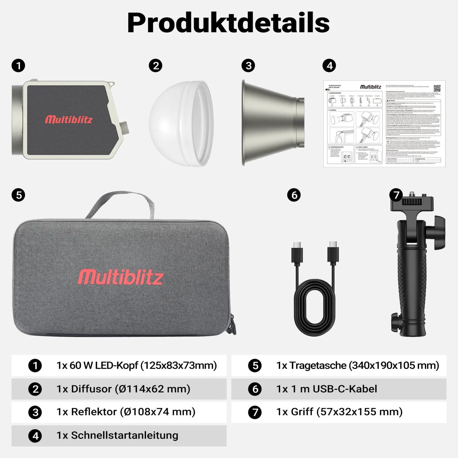 Multiblitz Set aus MB-PL LED 60B Fotolicht mit FT-8051 Lampenstativ und Octagon Softbox Ø 40 cm