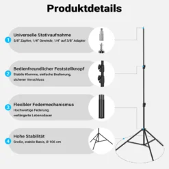Multiblitz Set aus 2x LED 100B Fotolicht mit 2x FT-8051 Lampenstativ und 2x Octagon Softbox Ø 40 cm