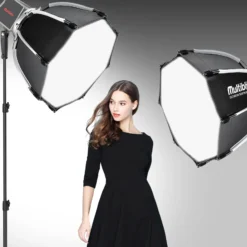 Multiblitz Set aus 2x LED 60B Fotolicht mit 2x FT-8051 Lampenstativ und 2x Octagon Softbox Ø 40 cm