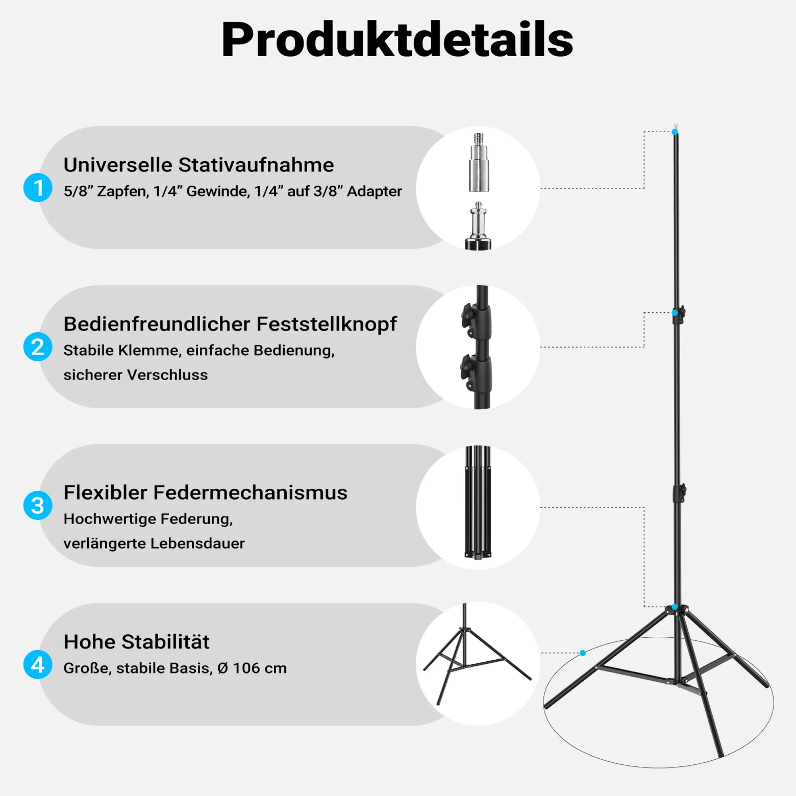 Multiblitz Set aus 2x LED 60B Fotolicht mit 2x FT-8051 Lampenstativ und 2x Octagon Softbox Ø 40 cm
