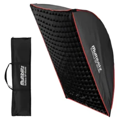 Multiblitz Softbox SF-60x90 Bowens mit Grid und Diffusoren, Lichtformer für Studioblitz und LED Dauerlicht, Lichtdiffusor für Porträtfotografie und Videobeleuchtung