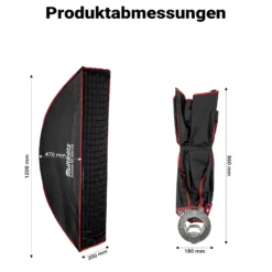 Multiblitz Softbox SF-30x120 Bowens mit Grid und Diffusoren, Lichtformer für Studioblitz und LED Dauerlicht, Lichtdiffusor für Porträtfotografie und Videobeleuchtung