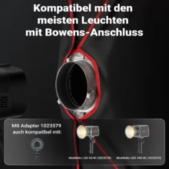 Multiblitz Softbox SF-30x120 Bowens mit Grid und Diffusoren, Lichtformer für Studioblitz und LED Dauerlicht, Lichtdiffusor für Porträtfotografie und Videobeleuchtung