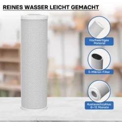 Naturewater CTO-10 Aktivkohle Block Filter 10 Zoll (254 mm) 5 µ Ersatz Wasserfilter, Umkehrosmose Filter, Ersatz Filterkartusche, Trinkwasserfilter