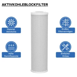 Naturewater CTO-10 Aktivkohle Block Filter 10 Zoll (254 mm) 5 µ Ersatz Wasserfilter, Umkehrosmose Filter, Ersatz Filterkartusche, Trinkwasserfilter
