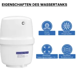 Naturewater 4 G Wassertank (15,14 L) für Umkehrosmose Wasser, Container lebensmittelecht, Vorratsbehälter mit Membran aus Butylkautschuk