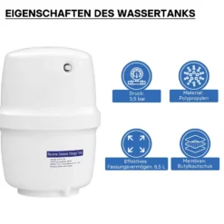 Naturewater 3 G Wassertank (11,35 L) für Umkehrosmose Wasser, Container lebensmittelecht, Vorratsbehälter mit Membran aus Butylkautschuk
