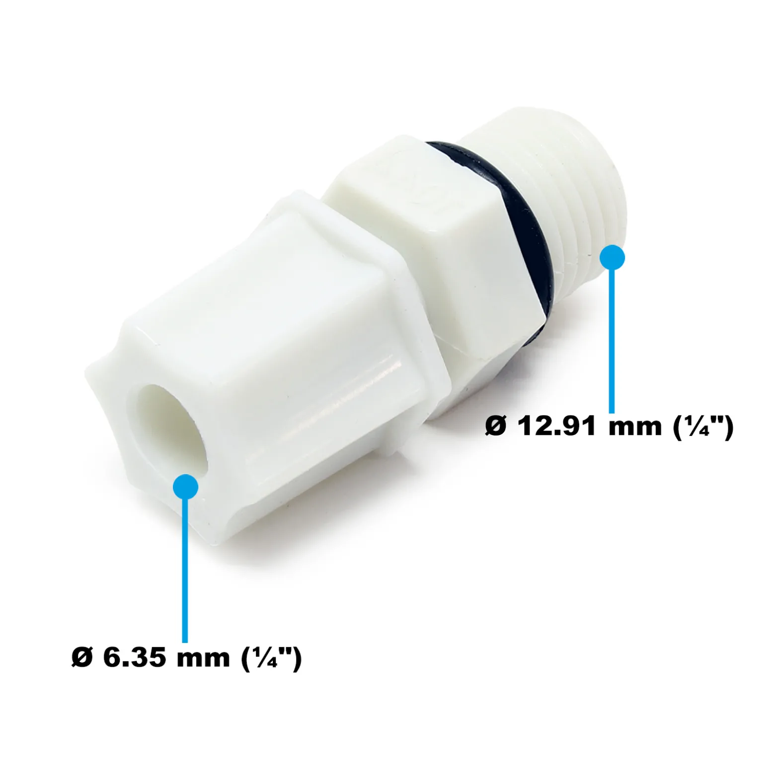 Naturewater Jaco Fitting für Schlauch 6,35 mm (1/4") und mit 13,12 mm (1/4") AG, für Trinkwasser Ultrafiltration Mikrofilter Umkehrosmose (RO)
