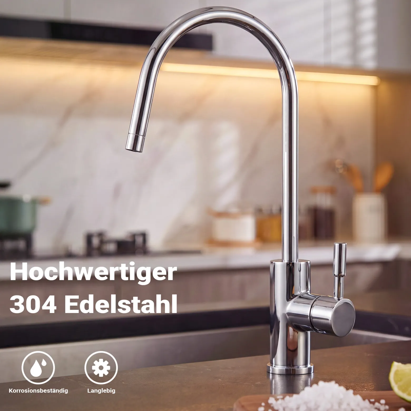 Naturewater 6,35 mm (1/4") Wasserhahn Design II D-13, Wasserhahn Armatur für Umkehrosmose und Wasserfilteranlagen, Küchenarmatur 360° schwenkbar