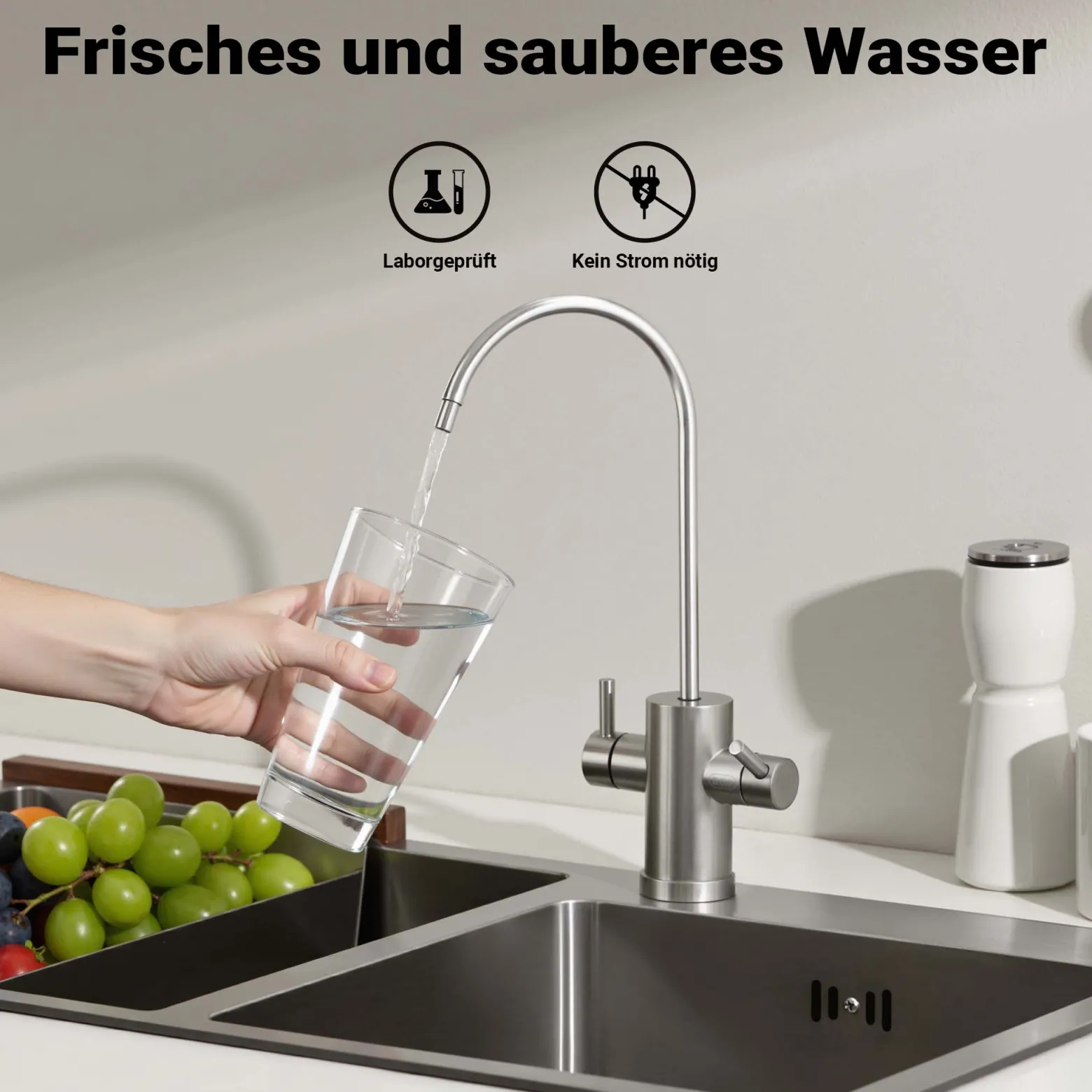 Naturewater NW-BR10A 1 Stufen Wasserfilter, 5 µ, 26,16 mm (3/4") Filtereinsatz, Ø60 mm PP Kartusche, Filter Wandhalterung, Filterschlüssel, Sedimentfilter