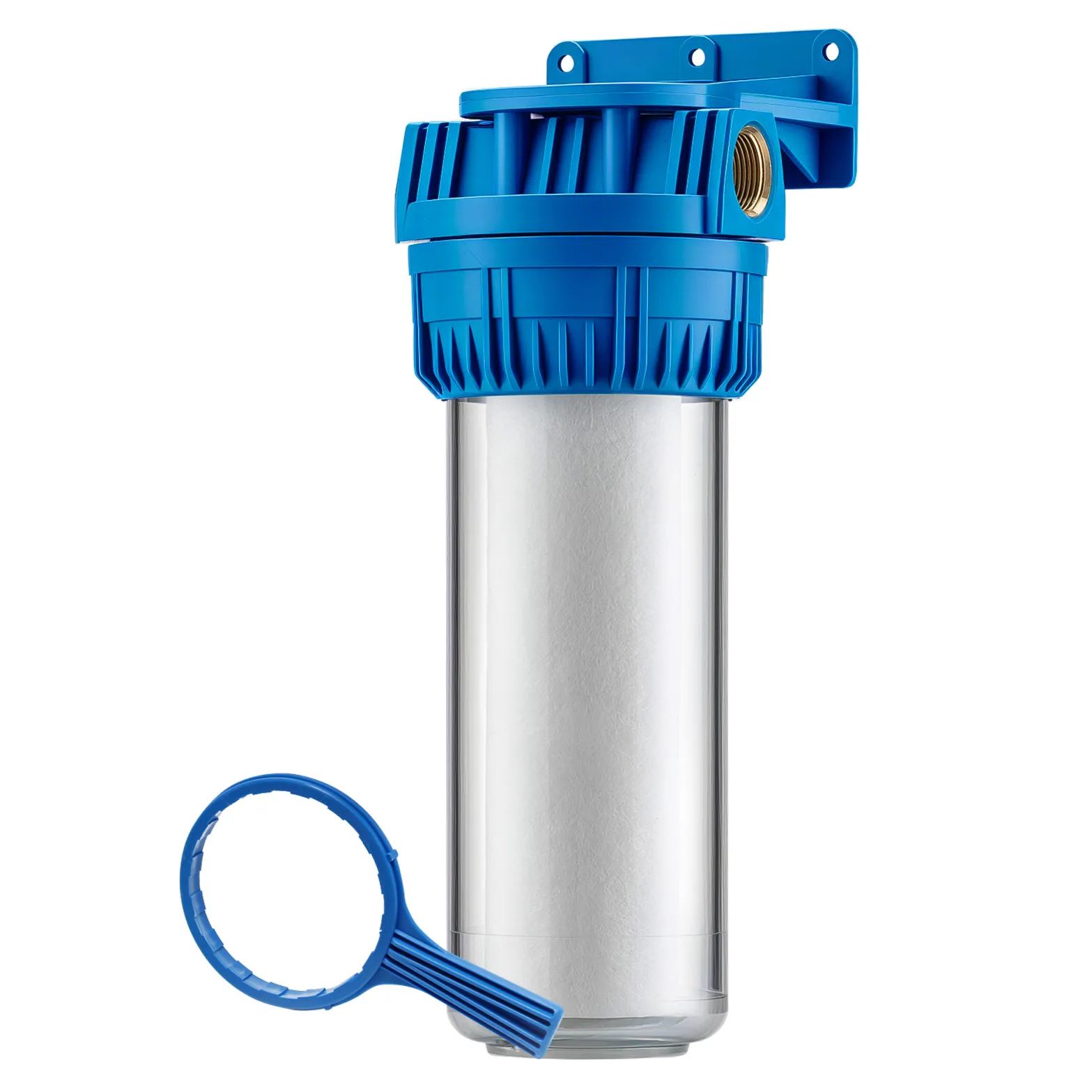 Naturewater NW-BR10A 1 Stufen Wasserfilter, 5 µ, 26,16 mm (3/4") Filtereinsatz, Ø60 mm PP Kartusche, Filter Wandhalterung, Filterschlüssel, Sedimentfilter