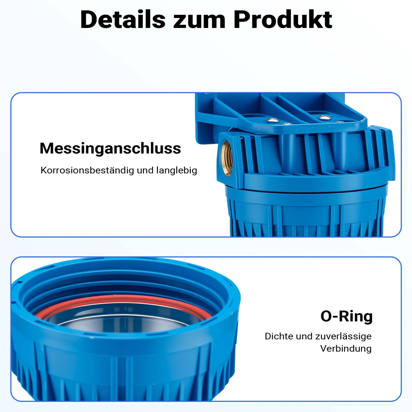 Naturewater NW-BR10A 1 Stufen Wasserfilter, 5 µ, 26,16 mm (3/4") Filtereinsatz, Ø60 mm PP Kartusche, Filter Wandhalterung, Filterschlüssel, Sedimentfilter