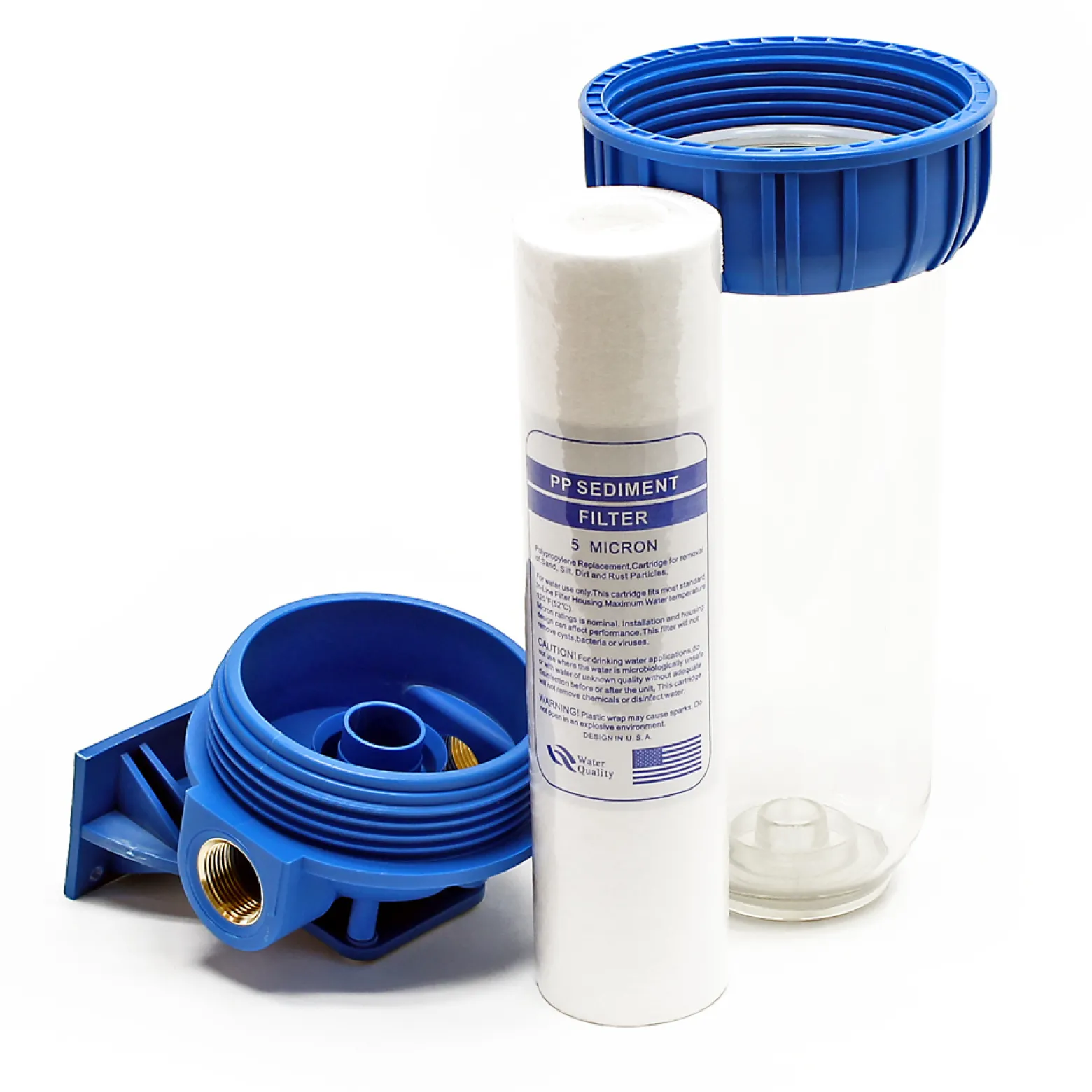 Naturewater NW-BR10B-S 1 Stufen Wasserfilter, 5 µ, 32,89 mm (1") Filtereinsatz, Ø60 mm PP Kartusche, Filter Wandhalterung, Filterschlüssel, Sedimentfilter