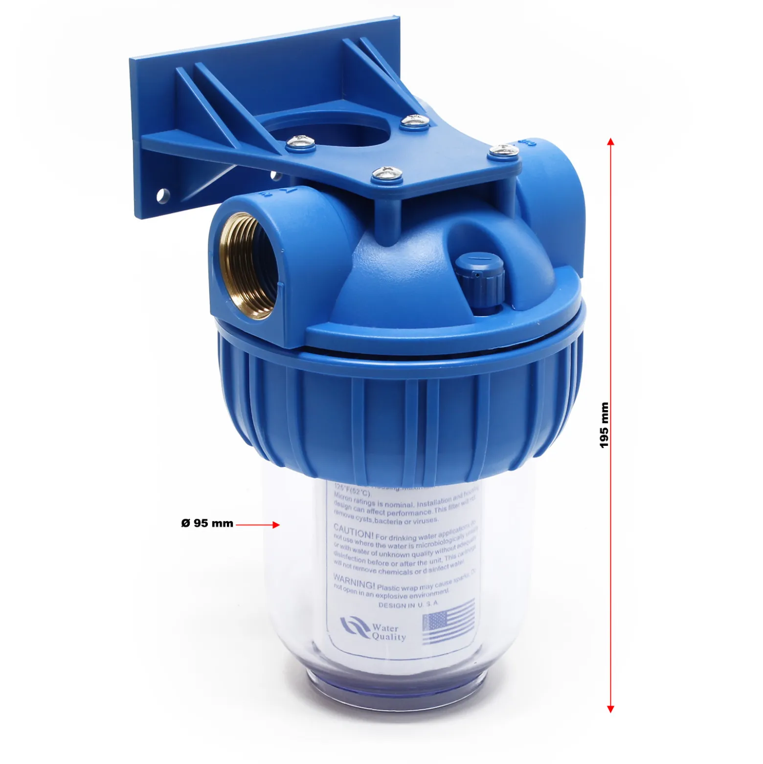 Naturewater NW-BR5B 1 Stufen Wasserfilter, 5 µ, 20,67 mm (1/2") Filtereinsatz, Ø60 mm PP Kartusche, Filter Wandhalterung, Filterschlüssel, Sedimentfilter