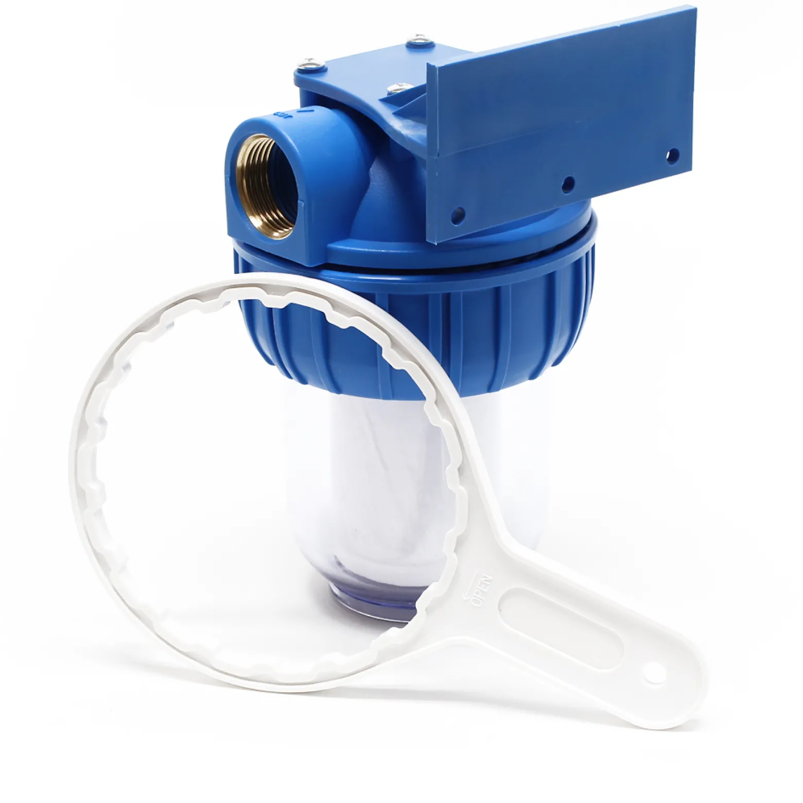 Naturewater NW-BR5B 1 Stufen Wasserfilter, 5 µ, 20,67 mm (1/2") Filtereinsatz, Ø60 mm PP Kartusche, Filter Wandhalterung, Filterschlüssel, Sedimentfilter