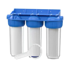 Naturewater NW-BR10B4 3 Stufen Wasserfilter, 5 µ, 26,16 mm (3/4"), Ø60 mm PP Kartusche, Filter Wandhalterung, Filterschlüssel, Sedimentfilter Aktivkohleblock Aktivkohlegranulat