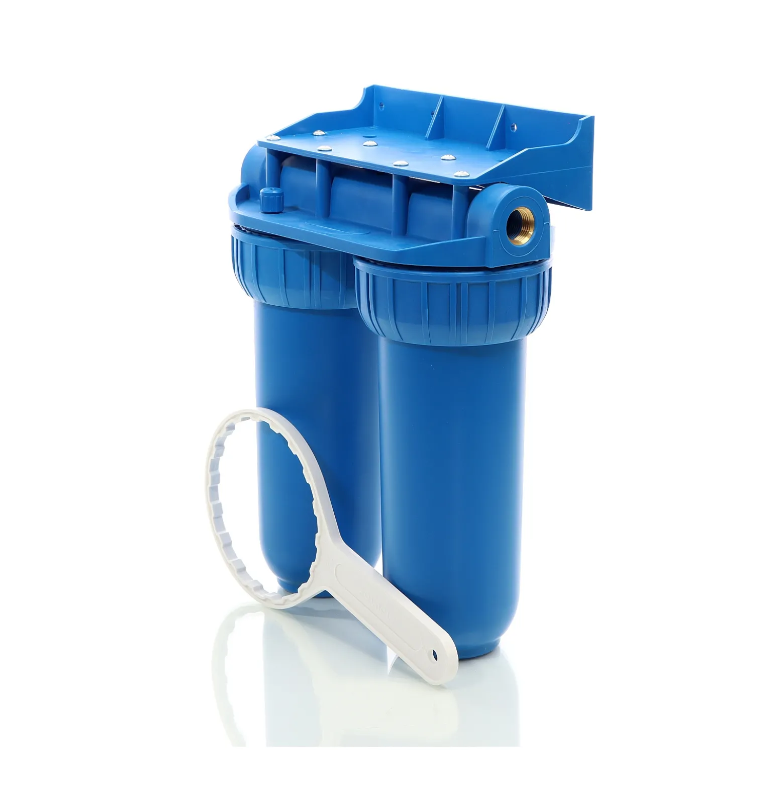 Naturewater NW-BR10B2 2 Stufen Wasserfilter Doppelfilter, 5 µ, 20,67 mm (1/2"), Ø62 mm PP Kartusche, Filter Wandhalterung, Filterschlüssel, Sedimentfilter Aktivkohleblock