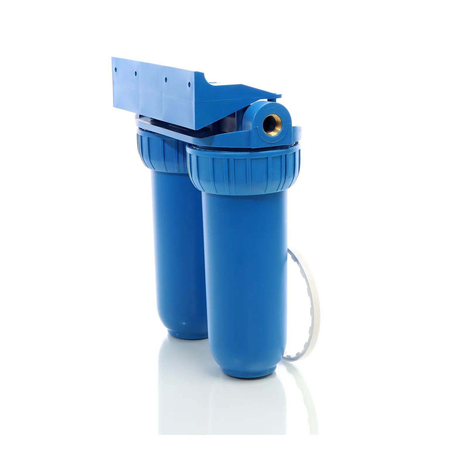 Naturewater NW-BR10B2 2 Stufen Wasserfilter Doppelfilter, 5 µ, 20,67 mm (1/2"), Ø62 mm PP Kartusche, Filter Wandhalterung, Filterschlüssel, Sedimentfilter Aktivkohleblock