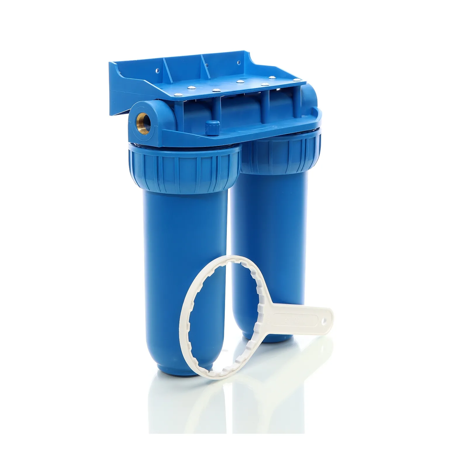 Naturewater NW-BR10B2 2 Stufen Wasserfilter Doppelfilter, 5 µ, 20,67 mm (1/2"), Ø62 mm PP Kartusche, Filter Wandhalterung, Filterschlüssel, Sedimentfilter Aktivkohleblock