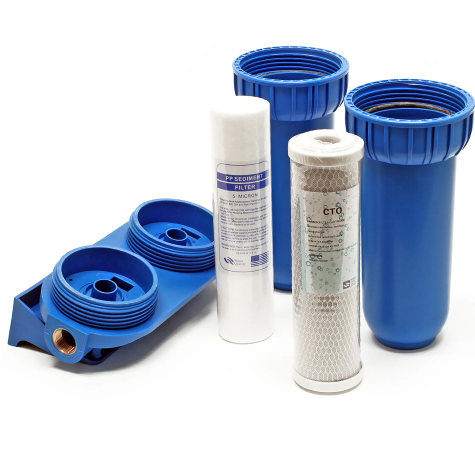 Naturewater NW-BR10B2 2 Stufen Wasserfilter Doppelfilter, 5 µ, 20,67 mm (1/2"), Ø62 mm PP Kartusche, Filter Wandhalterung, Filterschlüssel, Sedimentfilter Aktivkohleblock
