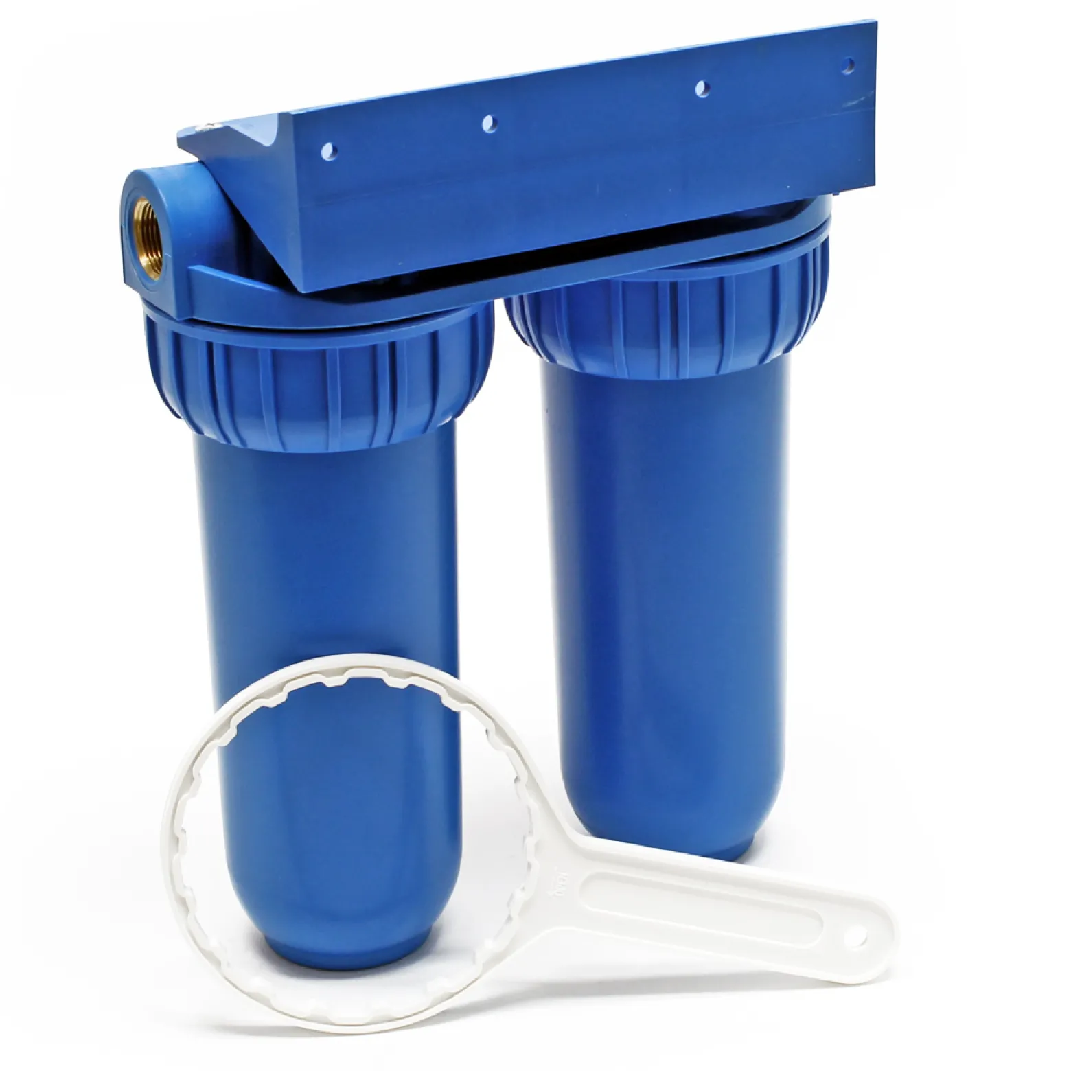 Naturewater NW-BR10B2 2 Stufen Wasserfilter Doppelfilter, 5 µ, 20,67 mm (1/2"), Ø62 mm PP Kartusche, Filter Wandhalterung, Filterschlüssel, Sedimentfilter Aktivkohleblock