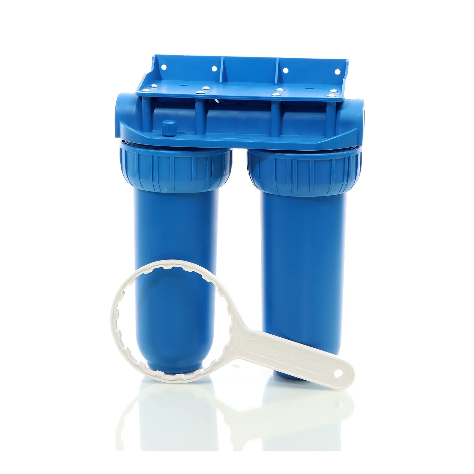 Naturewater NW-BR10B2 2 Stufen Wasserfilter Doppelfilter, 5 µ, 20,67 mm (1/2"), Ø62 mm PP Kartusche, Filter Wandhalterung, Filterschlüssel, Sedimentfilter Aktivkohleblock