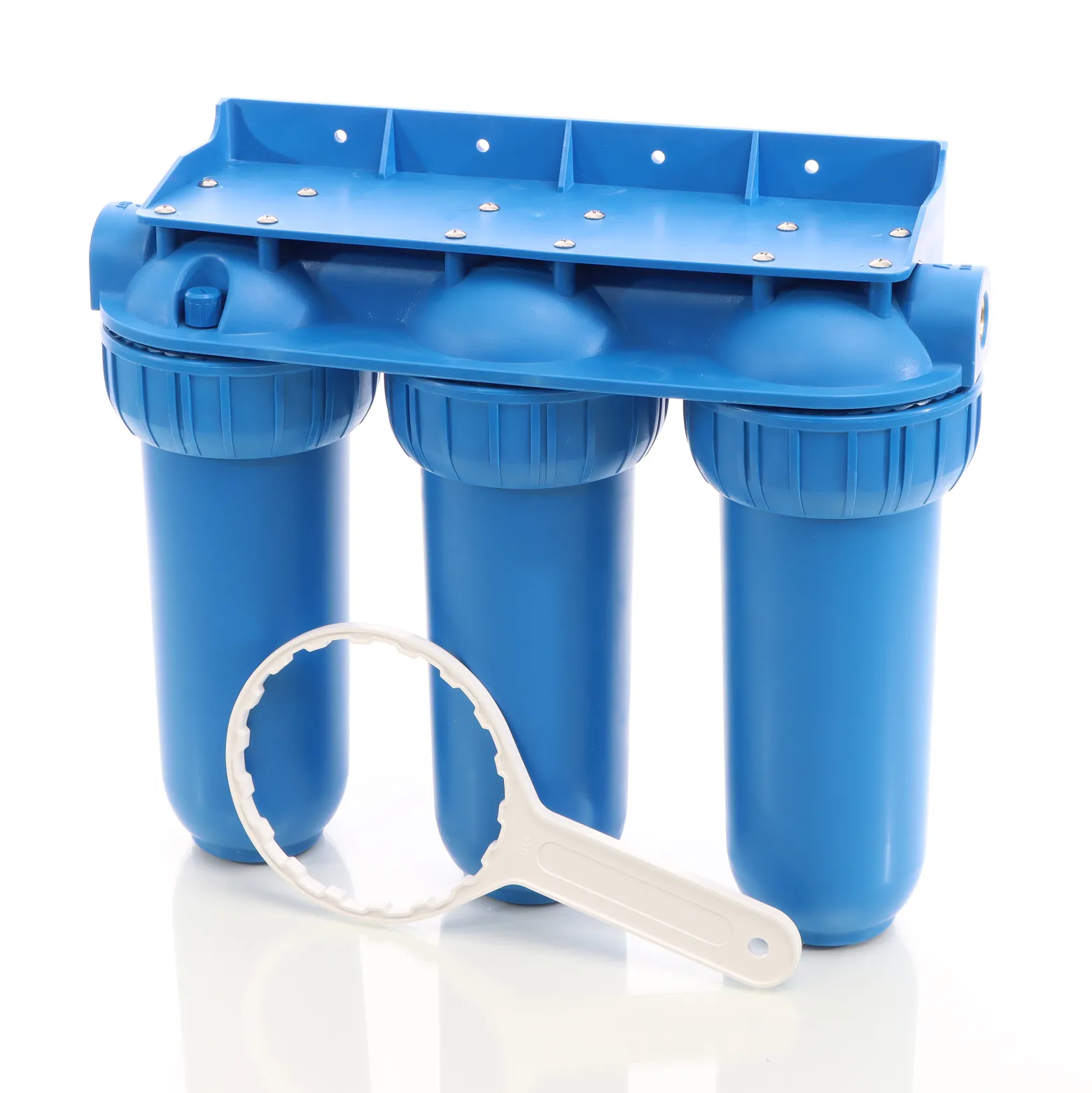 Naturewater NW-BR10B5 3 Stufen Wasserfilter, 5 µ, 26,16 mm (3/4"), Ø60 mm PP Kartusche, Filter Wandhalterung, Filterschlüssel, Sedimentfilter Aktivkohleblock Aktivkohlegranulat