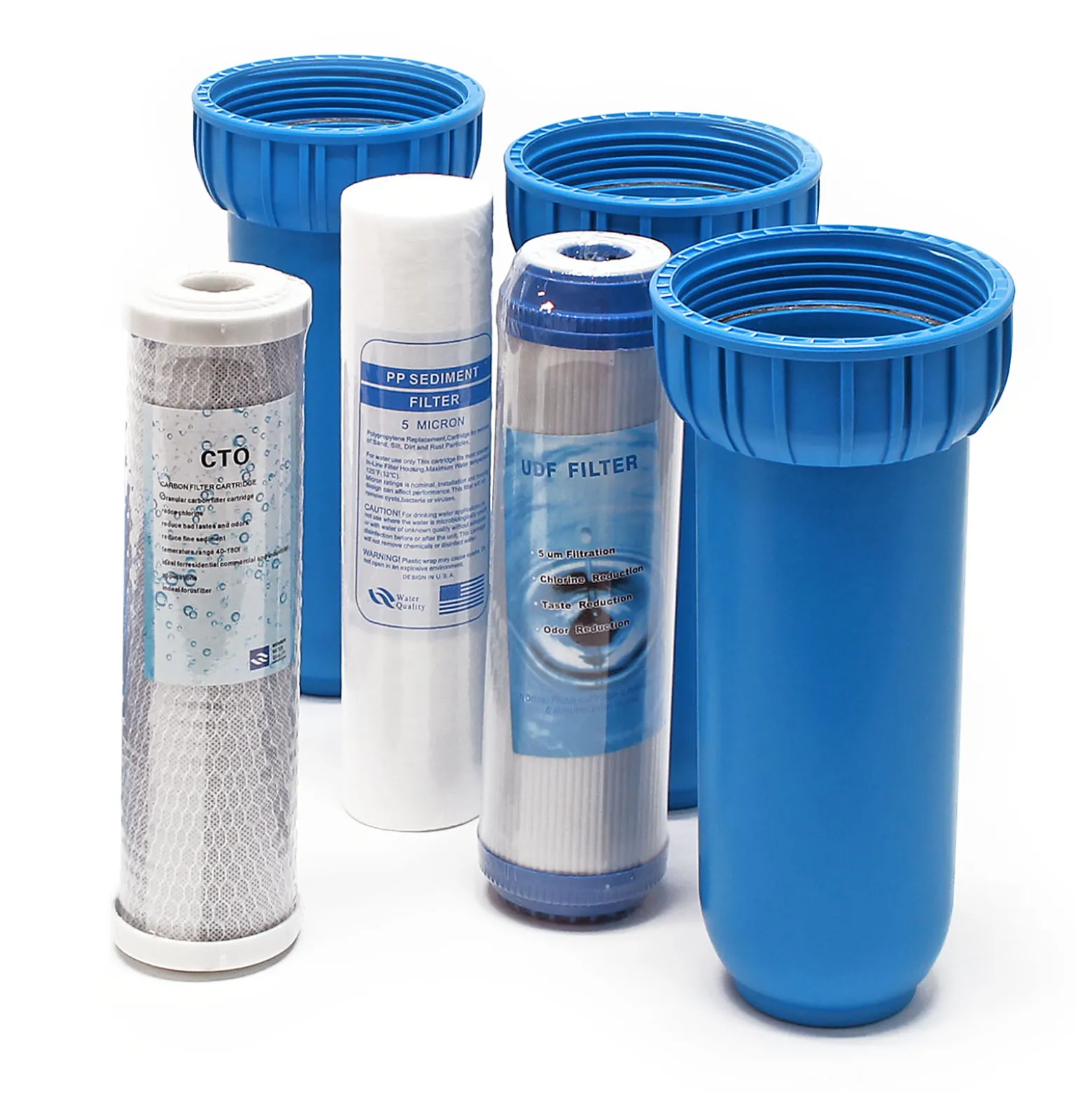 Naturewater NW-BR10B5 3 Stufen Wasserfilter, 5 µ, 26,16 mm (3/4"), Ø60 mm PP Kartusche, Filter Wandhalterung, Filterschlüssel, Sedimentfilter Aktivkohleblock Aktivkohlegranulat