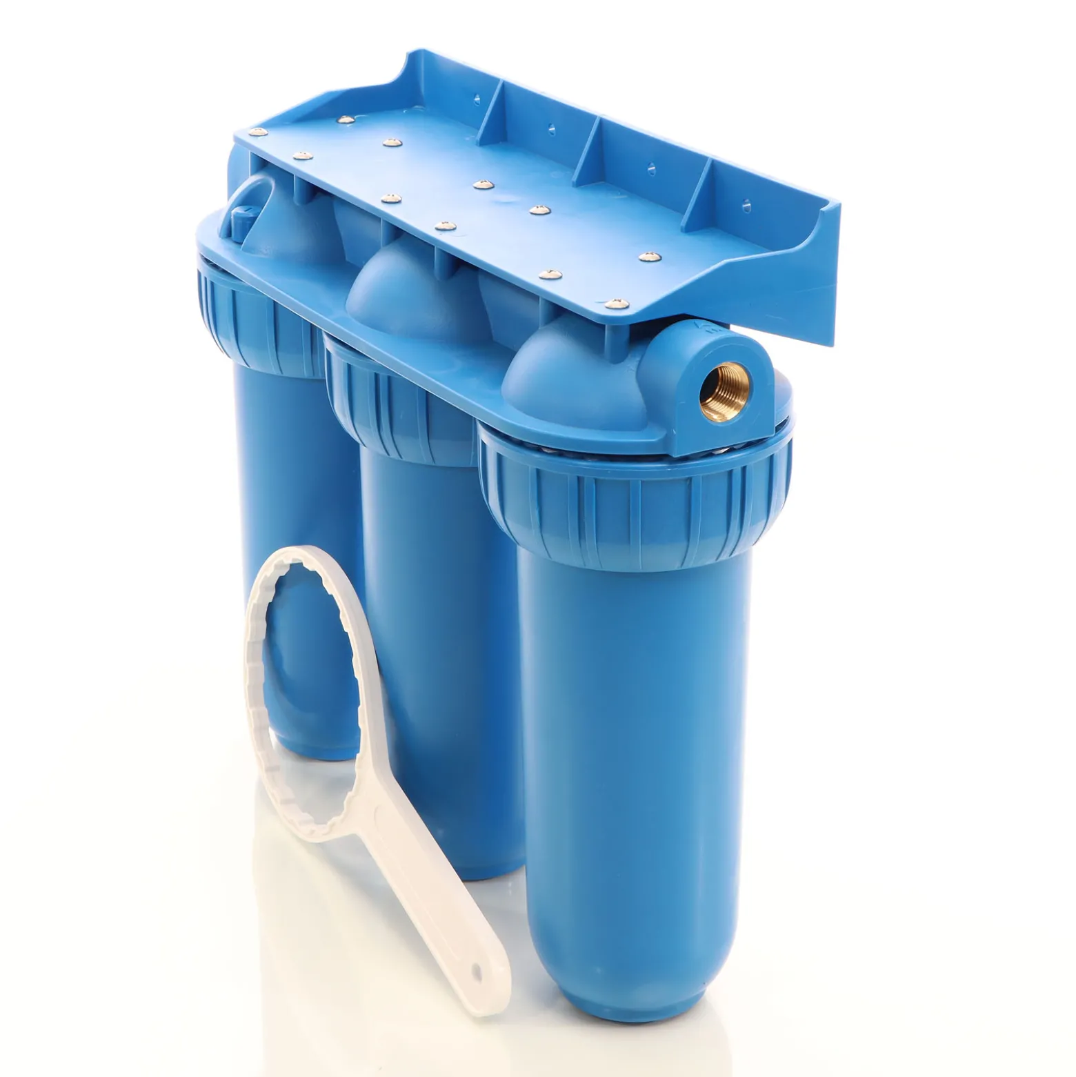 Naturewater NW-BR10B5 3 Stufen Wasserfilter, 5 µ, 20,67 mm (1/2"), Ø60 mm PP Kartusche, Filter Wandhalterung, Filterschlüssel, Sedimentfilter Aktivkohleblock Aktivkohlegranulat
